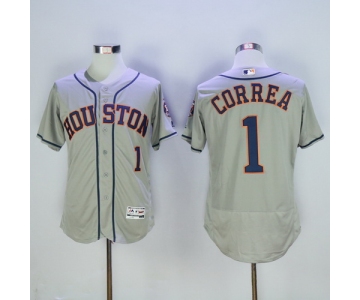 Men's Houston Astros #1 Carlos Correa Gray Road 2016 Flexbase Majestic Baseball Jersey