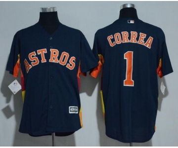 Men's Houston Astros #1 Carlos Correa Navy Blue Stitched MLB Majestic Cool Base Jersey