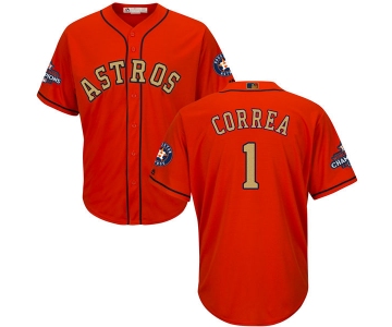 Men's Houston Astros #1 Carlos Correa Orange 2018 Gold Program Cool Base Stitched MLB Jersey