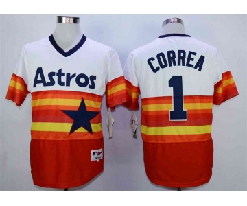 Men's Houston Astros #1 Carlos Correa Orange Cool Base Cooperstown Collection Jersey