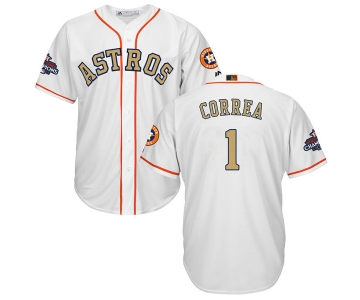 Men's Houston Astros #1 Carlos Correa White 2018 Gold Program Cool Base Stitched MLB Jersey