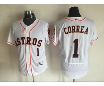 Men's Houston Astros #1 Carlos Correa White Home 2016 Flexbase Majestic Baseball Jersey