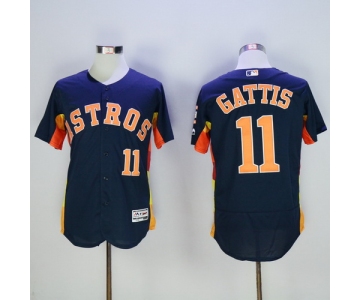 Men's Houston Astros #11 Evan Gattis Navy Blue 2016 Flexbase Majestic Baseball Jersey