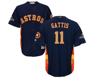 Men's Houston Astros #11 Evan Gattis Navy Blue 2018 Gold Program Cool Base Stitched MLB Jersey