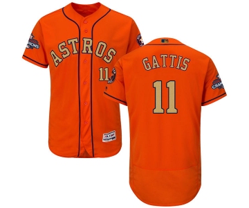 Men's Houston Astros #11 Evan Gattis Orange 2018 Gold Program Flexbase Stitched MLB Jersey