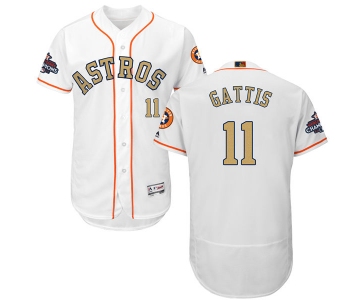 Men's Houston Astros #11 Evan Gattis White 2018 Gold Program Flexbase Stitched MLB Jersey