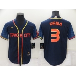 Men's Houston Astros #3 Jeremy Pena 2022 Navy Blue City Connect Cool Base Stitched Jersey