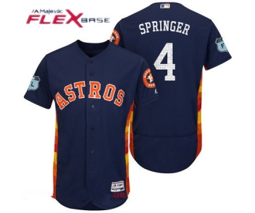 Men's Houston Astros #4 George Springer Navy Blue 2017 Spring Training Stitched MLB Majestic Flex Base Jersey