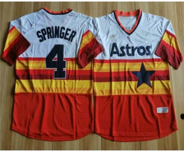 Men's Houston Astros #4 George Springer Orange Rainbow Cooperstown Stitched MLB Cool Base Nike Jersey