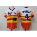 Men's Houston Astros #4 George Springer Orange Rainbow Cooperstown Stitched MLB Majestic Cool Base Jersey