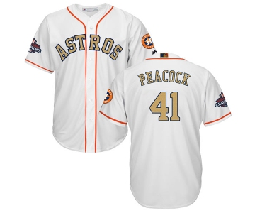 Men's Houston Astros #41 Brad Peacock White 2018 Gold Program Cool Base Stitched MLB Jersey