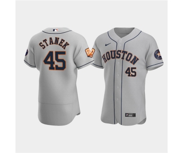 Men's Houston Astros #45 Ryne Stanek Gray 60th Anniversary Flex Base Stitched Baseball Jersey
