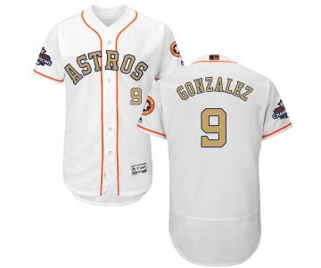Men's Houston Astros #9 Marwin Gonzalez White 2018 Gold Program Flexbase Stitched MLB Jersey