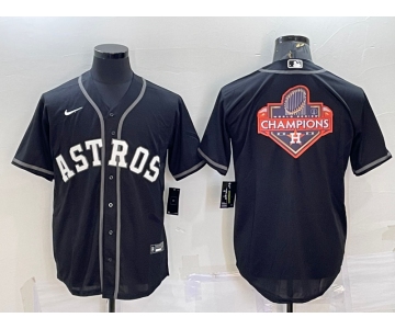 Men's Houston Astros Black Champions Big Logo Stitched MLB Cool Base Nike Jersey