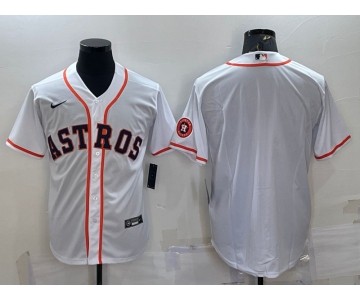 Men's Houston Astros Blank White With Patch Stitched MLB Cool Base Nike Jersey