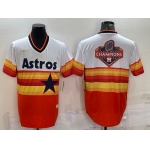 Men's Houston Astros Orange Rainbow Cooperstown Champions Big Logo Stitched MLB Cool Base Nike Jersey