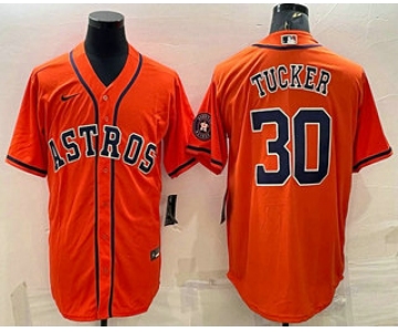 Men's Houston Astros #30 Kyle Tucker Orange With Patch Stitched MLB Cool Base Nike Jersey