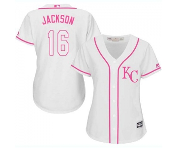 Royals #16 Bo Jackson White Pink Fashion Women's Stitched Baseball Jersey