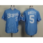 Kansas City Royals #5 George Brett 1985 Light Blue Throwback Jersey