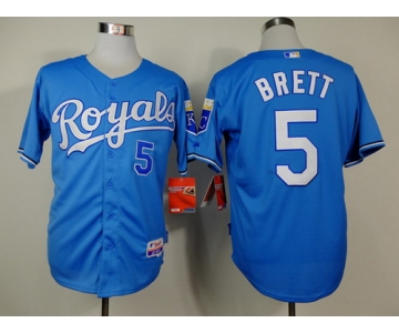 Kansas City Royals #5 George Brett Light Blue Jersey