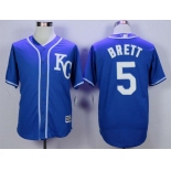 Men's Kansas City Royals #5 George Brett Blue New Cool Base Jersey