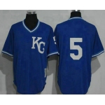 Men's Kansas City Royals #5 George Brett KC Navy Blue Pullover Throwback Jersey By Mitchell & Ness