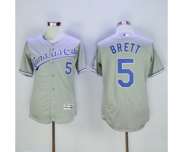 Men's Kansas City Royals #5 George Brett Retired Gray Road Stitched MLB Majestic Flex Base Jersey Program Flex Base Jersey