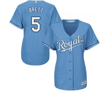Royals #5 George Brett Light Blue Alternate Women's Stitched Baseball Jersey