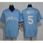 Royals #5 George Brett Light Blue Cooperstown Stitched MLB Jersey