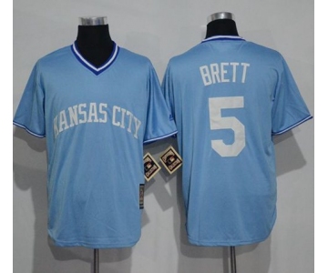 Royals #5 George Brett Light Blue Cooperstown Stitched MLB Jersey