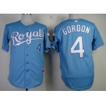 Kansas City Royals #4 Alex Gordon Light Blue Jersey