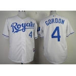 Kansas City Royals #4 Alex Gordon White Jersey