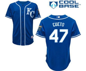 Kansas City Royals #47 Johnny Cueto Alternate Blue 2014 MLB Cool Base Jersey