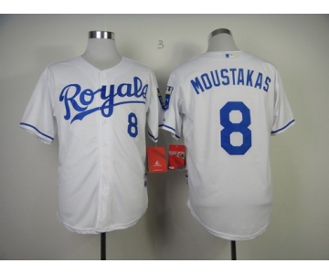 Kansas City Royals #8 Mike Moustakas White Jersey