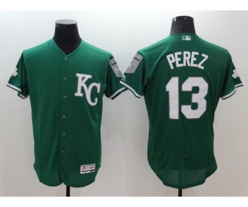Men Kansas City Royals 13 Perez Green Elite 2021 MLB Jerseys
