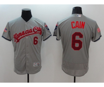 Men Kansas City Royals 6 Cain Grey Elite 2022 MLB Jersey