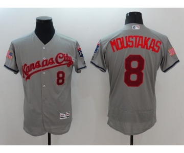 Men Kansas City Royals 8 Moustakas Grey Elite 2022 MLB Jersey