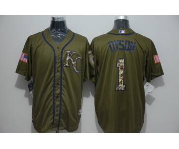 Men's Kansas City Royals #1 Jarrod Dyson Green Salute to Service Majestic Baseball Jersey