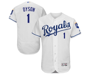 Men's Kansas City Royals #1 Jarrod Dyson Majestic White 2016 Flexbase Authentic Collection Jersey