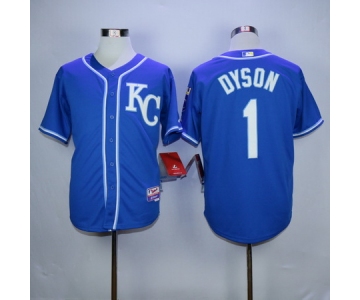 Men's Kansas City Royals #1 Jarrod Dyson Navy Blue KC Cool Base Baseball Jersey