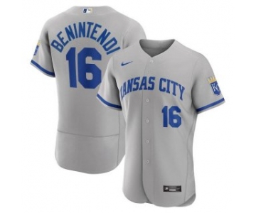 Men's Kansas City Royals #16 Andrew Benintendi Grey Flex Base Stitched Jersey