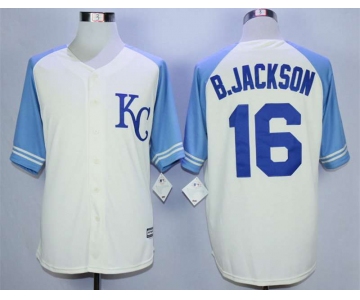Men's Kansas City Royals #16 B.Jackson Cream New Cool Base Jersey