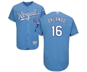 Men's Kansas City Royals #16 Paulo Orlando Majestic Light Blue 2016 Flexbase Authentic Collection Jersey