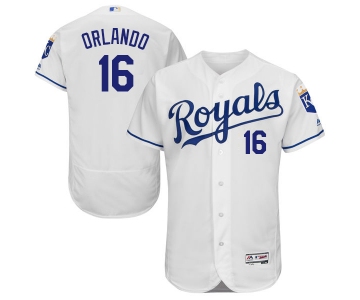 Men's Kansas City Royals #16 Paulo Orlando Majestic White 2016 Flexbase Authentic Collection Jersey
