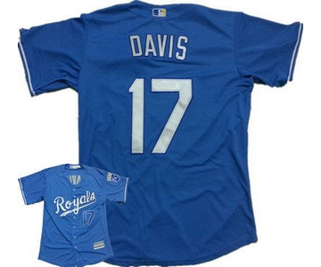 Men's Kansas City Royals #17 Wade Davis Alternate Light Blue 2015 MLB Cool Base Jersey