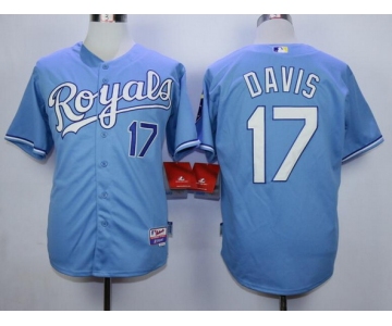 Men's Kansas City Royals #17 Wade Davis Light Blue Cool Base Baseball Jersey