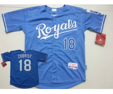 Men's Kansas City Royals #18 Ben Zobrist Alternate Light Blue MLB Cool Base Jersey