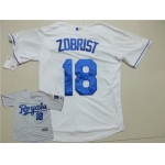 Men's Kansas City Royals #18 Ben Zobrist Home White 2015 MLB Cool Base Jersey