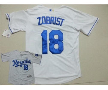 Men's Kansas City Royals #18 Ben Zobrist Home White 2015 MLB Cool Base Jersey
