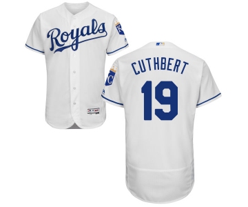 Men's Kansas City Royals #19 Cheslor Cuthbert Majestic White 2016 Flexbase Authentic Collection Jersey